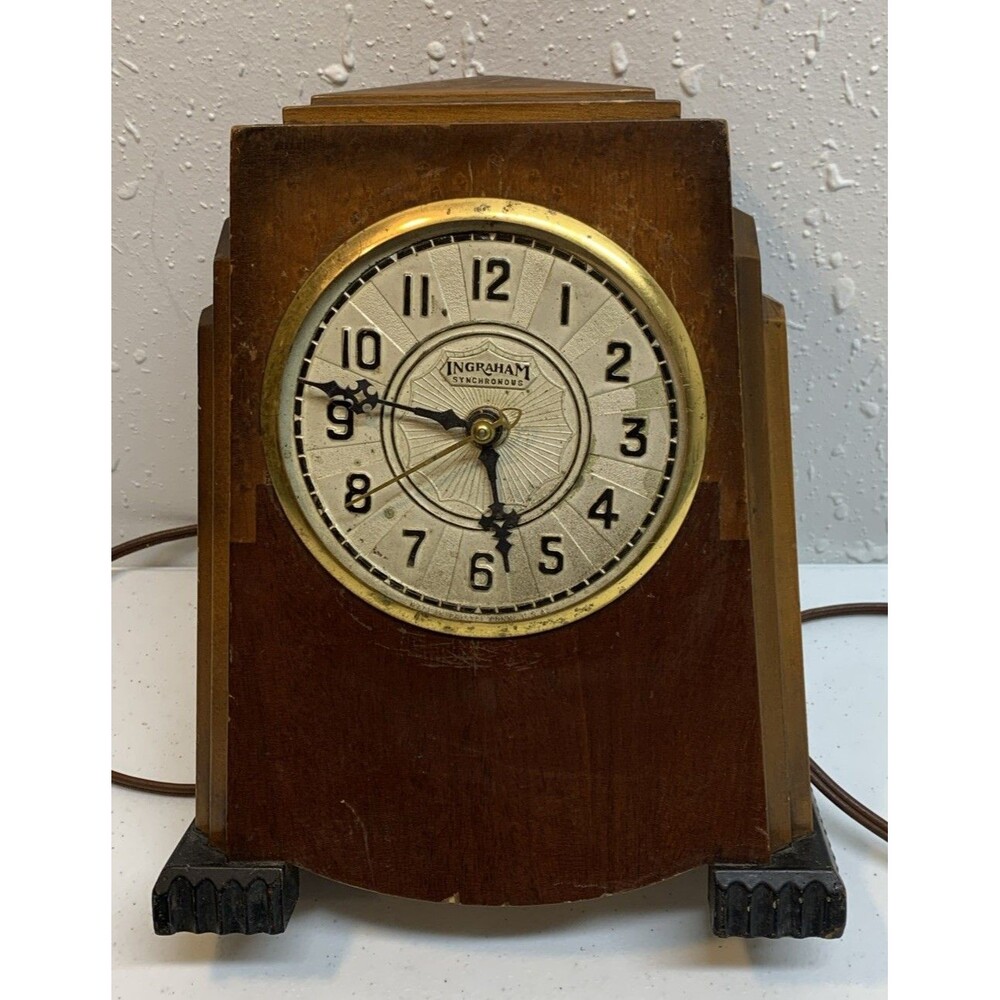 Ingraham Synchronous Art Deco Mantel Clock Parts Or Repair